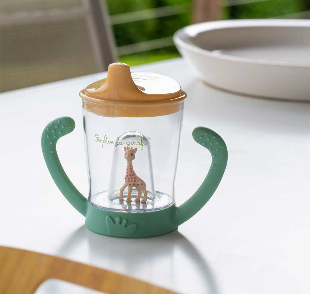 Sophie La Girafe Εκπαιδευτικό Ποτηράκι με Χειρολαβές Non Drip 180ml - 1