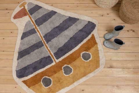 Little Dutch Χαλί Παιδικού Δωματίου Boat Shape Blue 80x130εκ. - 1