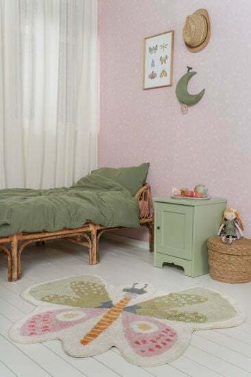 Little Dutch Χαλί Παιδικού Δωματίου Butterfly Mint/Pink 94x110εκ. - 1