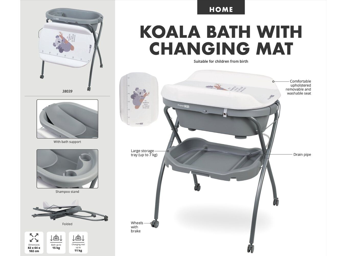 freeON Koala Παιδικό Μπανάκι-Αλλαξιέρα-Γλύστρα - 1