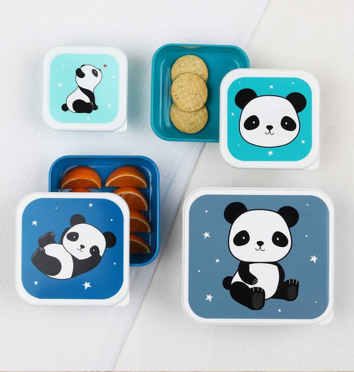 A little lovely company Σετ 4 δοχεία Φαγητού Lunch & Snack Box Panda - 1