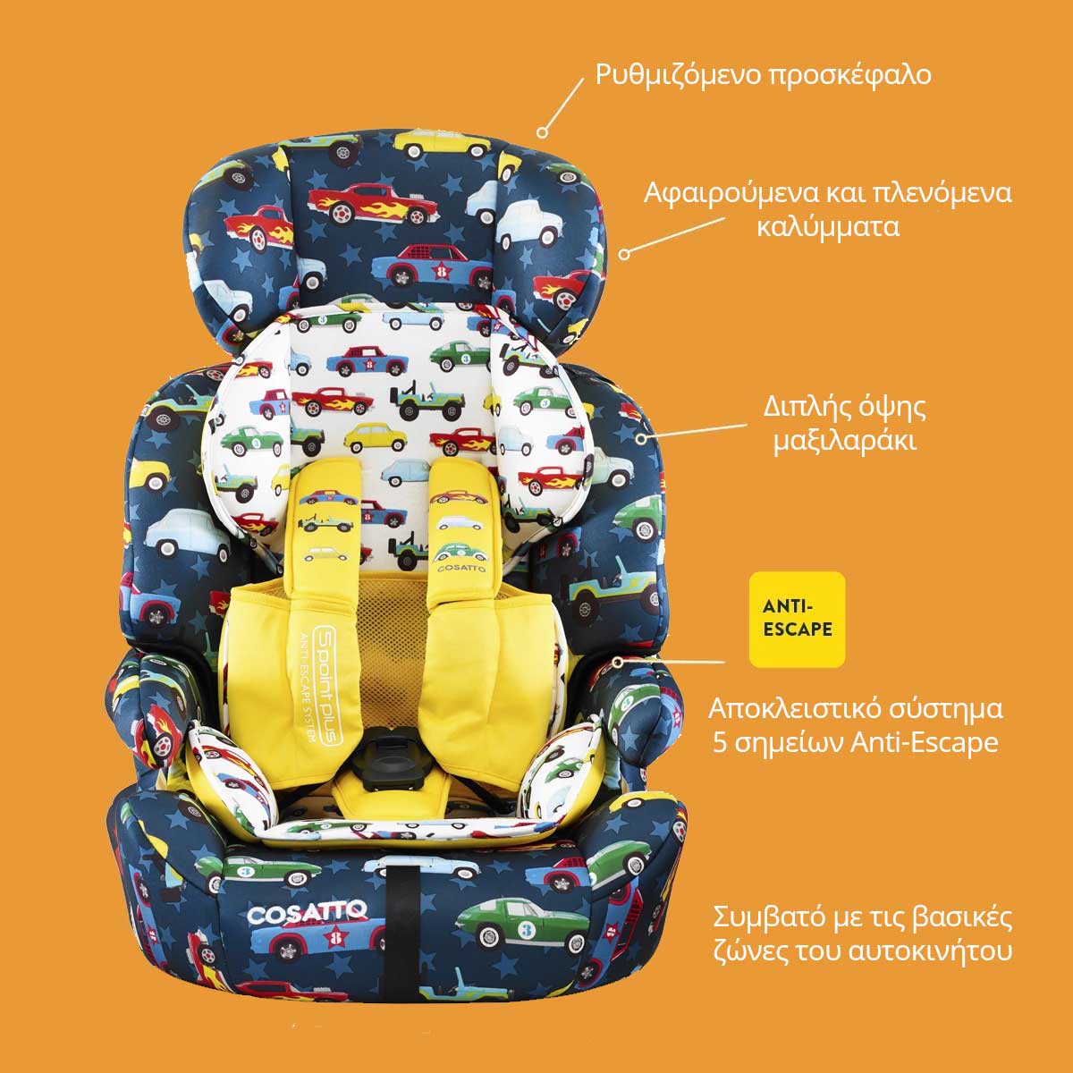 Cosatto Κάθισμα Αυτοκινήτου Zoomi Unicorn Land Group 123 με σύστημα Anti-Escape 9-36kg - 1