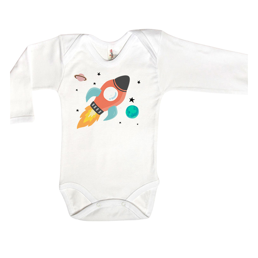Bonjour Bebe Χριστουγεννιάτικο Σετ με Κορμάκι Space & Ξύλινο 3D Γούρι - 1
