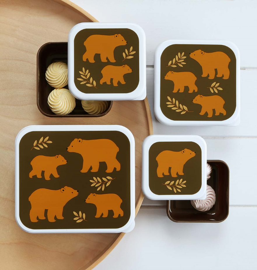 A Little Lovely Company Σετ 4 Δοχεία Φαγητού Lunch + Snack Box Bears - 1