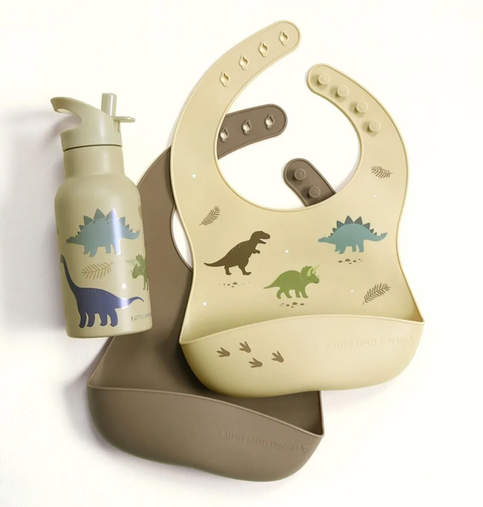 A Little Lovely Company Σαλιάρες Σιλικόνης Dinosaurs Σετ 2τμχ. - 1