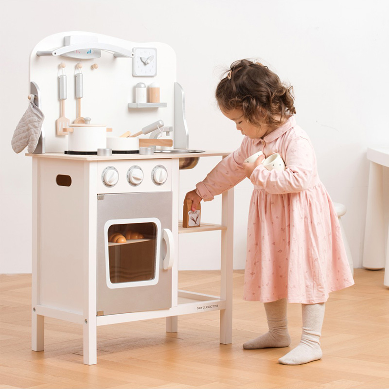 New Classic Toys Ξύλινη Παιδική Κουζίνα Bon Appetit  White/Silver - 1