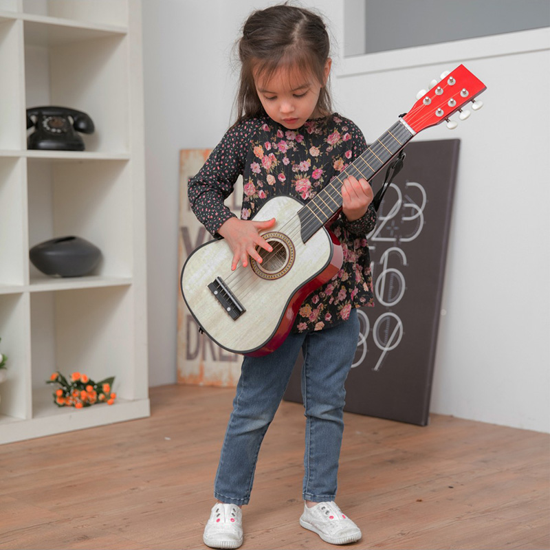 New Classic Toys Guitar De Luxe Ξύλινη Παιδική Κιθάρα Natural - 1