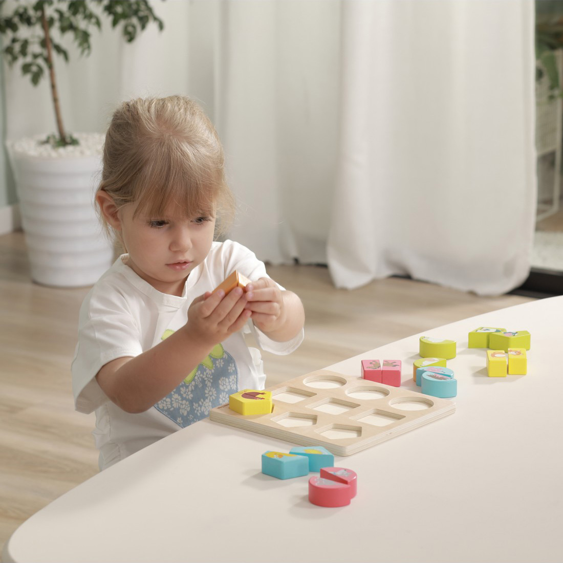 New Classic Toys Ξύλινο Παιδικό Παζλ με Τουβλάκια Σχημάτων Animals - 1