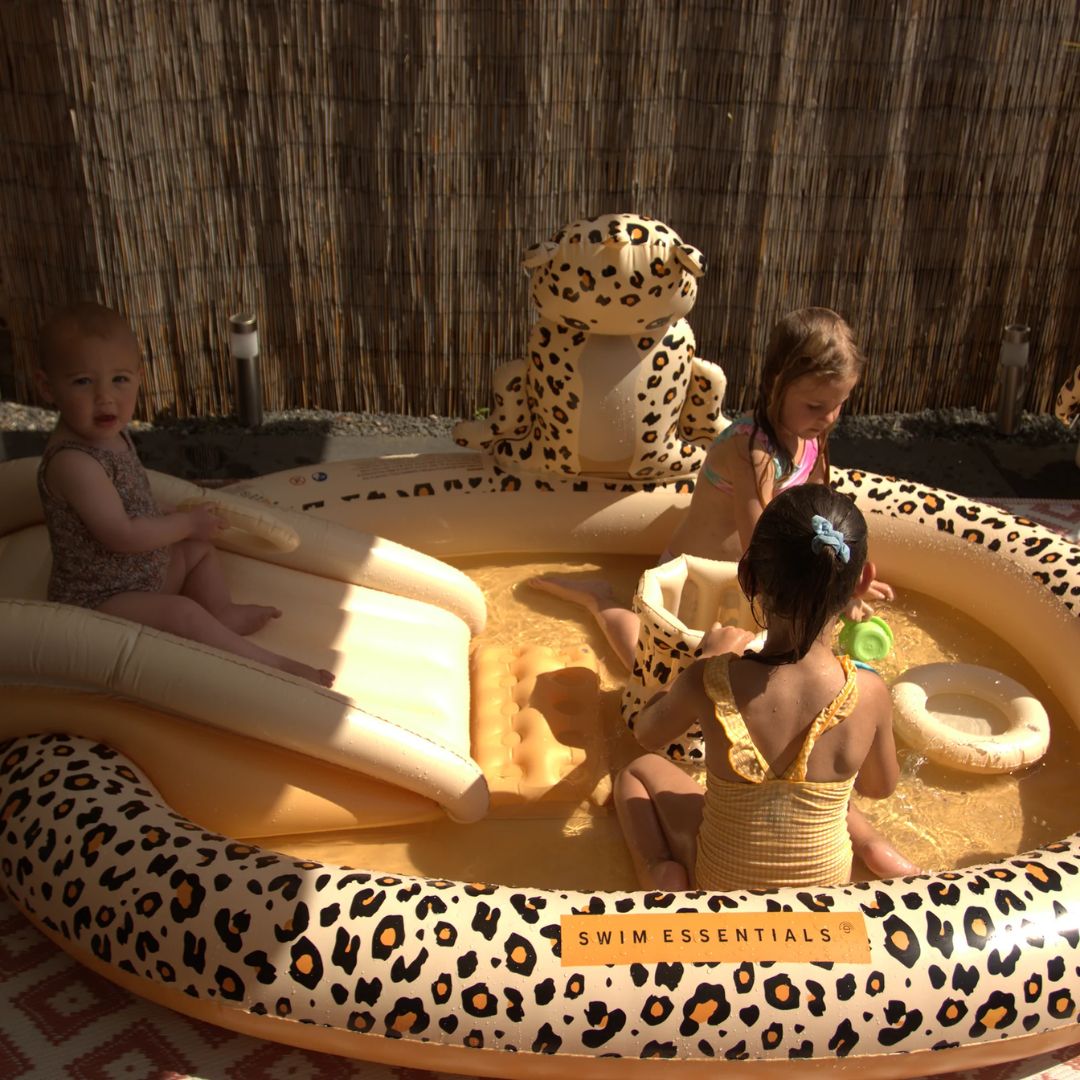 Swim Essentials Φουσκωτή Πισίνα με Τσουλήθρα & Παιχνίδια, beige leopard για Παιδιά 3+ Ετών  - 1