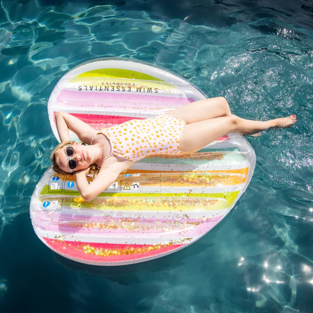 Swim Essentials Φουσκωτό Παιδικό Στρώμα Θαλάσσης Σε Σχήμα Καρδιάς Rainbow Heart 6+ Ετών - 1