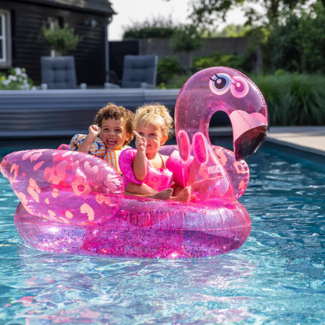 Swim Essentials Φουσκωτό Στρώμα Θαλάσσης Neon Leopard Flamingo 160x130x67εκ. 6+ Ετών - 1