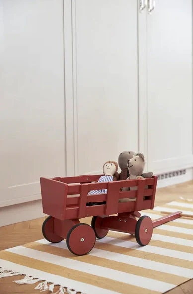 Kids Concept Ξύλινο Καρότσι Για Κούκλες Carl Larsson Σκούρο Κόκκινο - 1