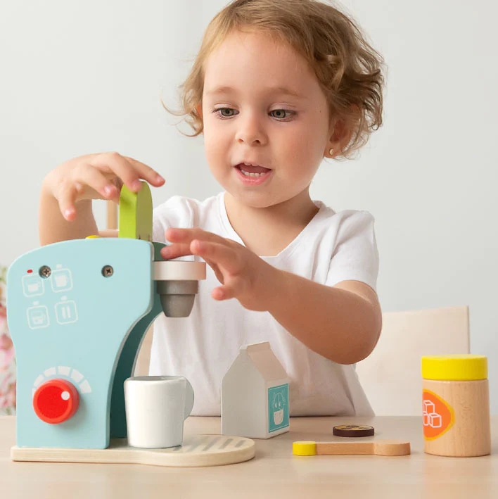 Kiokids Ξύλινο Παιχνίδια Καφετιέρα με Αξεσουάρ - 1