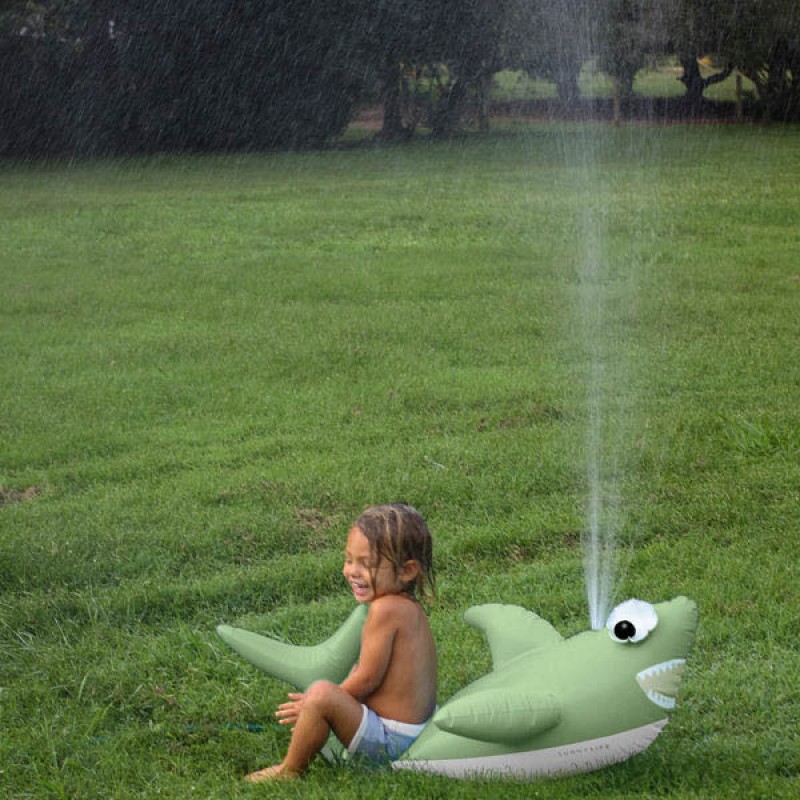 SunnyLife Φουσκωτό Παιχνίδι Sprinkler Shark Tribe Khaki 120x68x40εκ. S3PSPRST - 1