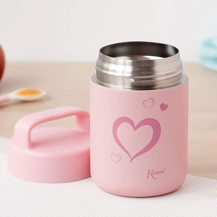 Kiokids Παιδικό Θερμός Φαγητού Stars Pink Hearts 350ml - 1
