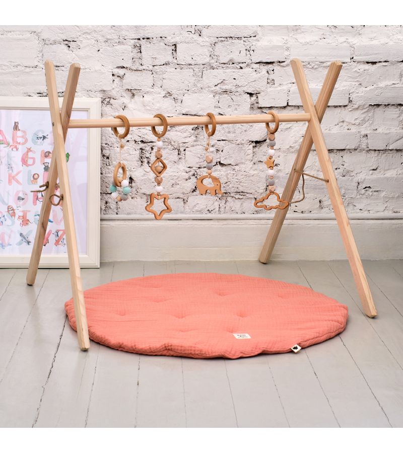 Funna Baby Χαλάκι Playmat Μουσελίνα Coral Pink 110x110εκ. - 1