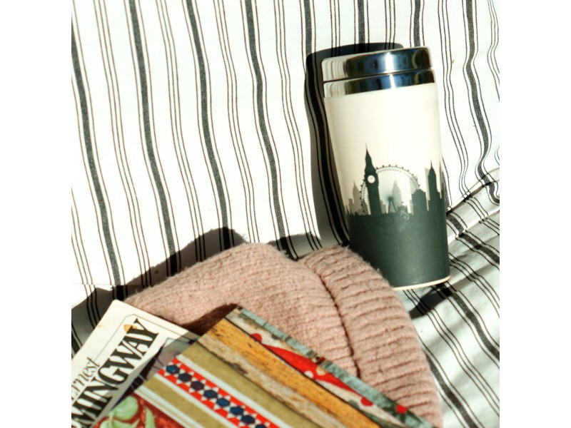 Woodway  coffee thermos, Ανοξείδωτο Θερμός από Bamboo με Καπάκι Cosmopolitan 500ml - 2