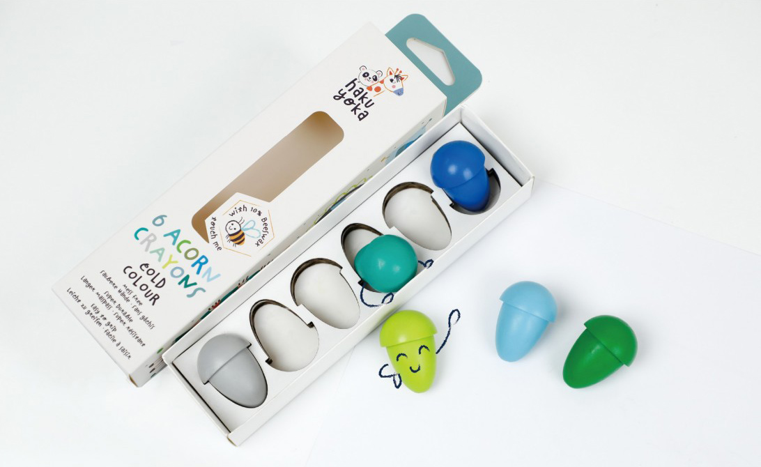 Haku Yoka 6 Κηρομπογιές σε Σχήμα Βελανίδι Acorn Cold Colour - 1