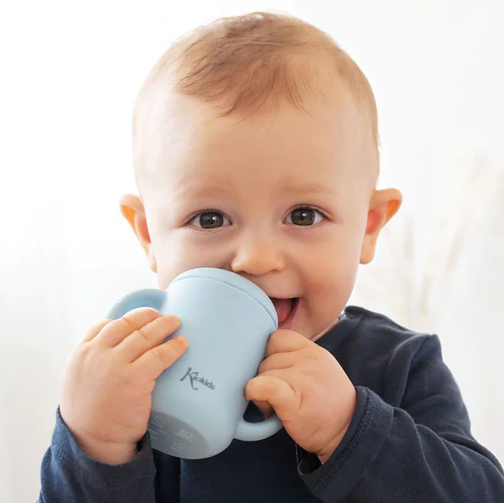 Kiokids Εκπαιδευτικό Ποτηράκι Σιλικόνης 120ml Σιέλ - 1