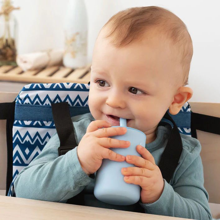 Kiokids Σετ Παιδικά Ποτήρια Σιλικόνης με Καλαμάκι Σιέλ 180ml - 1