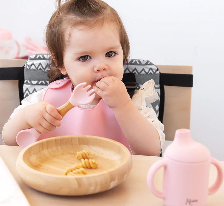 Kiokids Βρεφικό Σετ Φαγητού Bamboo Ροζ 4+ Μηνών - 1