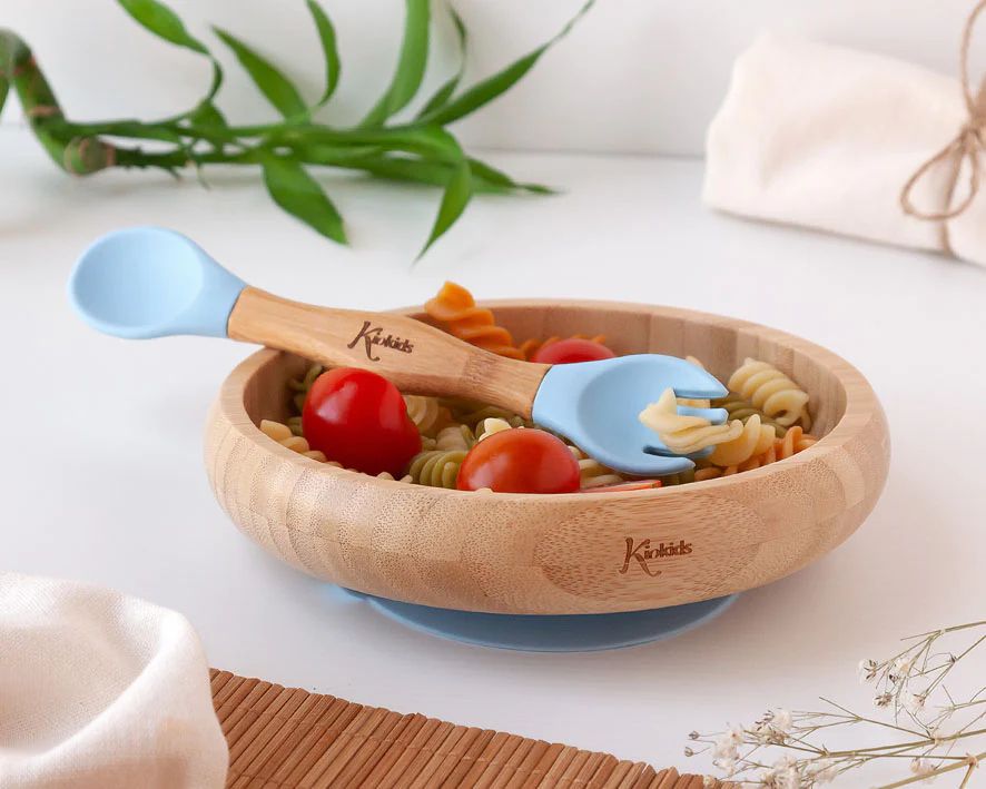 Kiokids Βρεφικό Σετ Φαγητού Bamboo Σιέλ 4+ Μηνών - 1