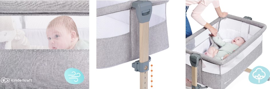 Kinderkraft Βρεφικό Λίκνο Neste AIR Grey - 1