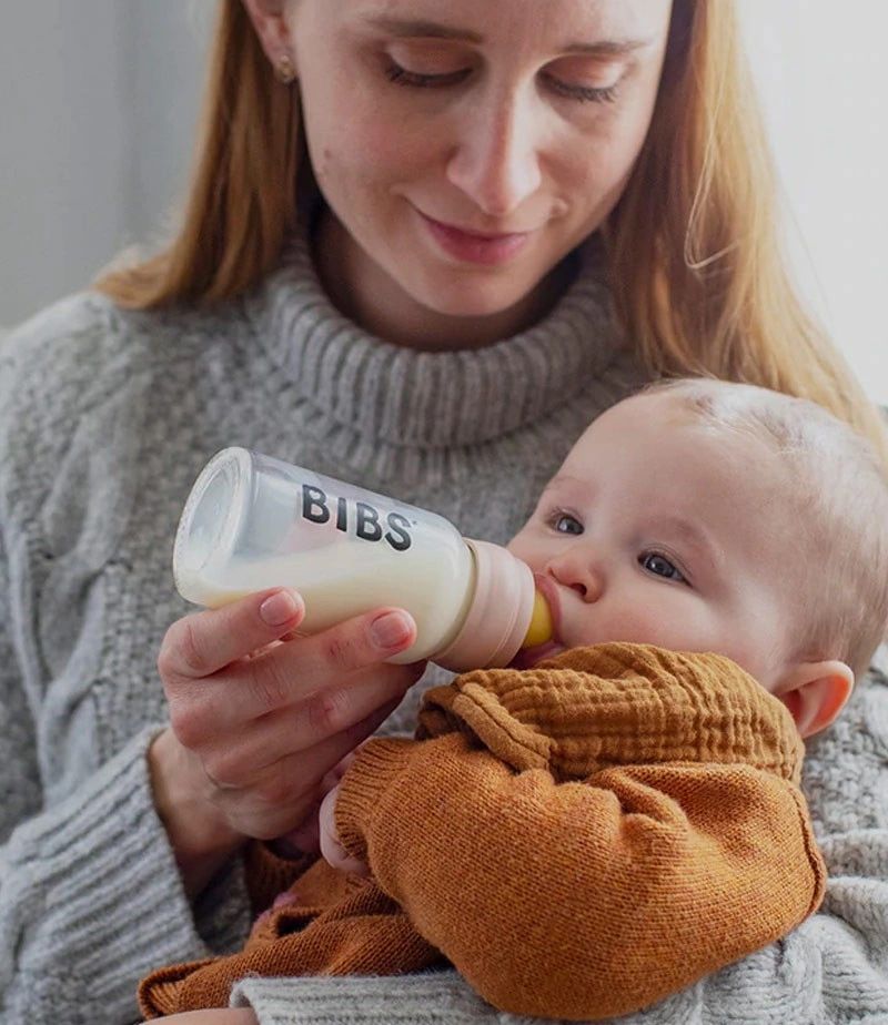BIBS Μπιμπερό Γυάλινο Κατά των Κολικών 110ml με Θηλή Latex Baby Blue - 1