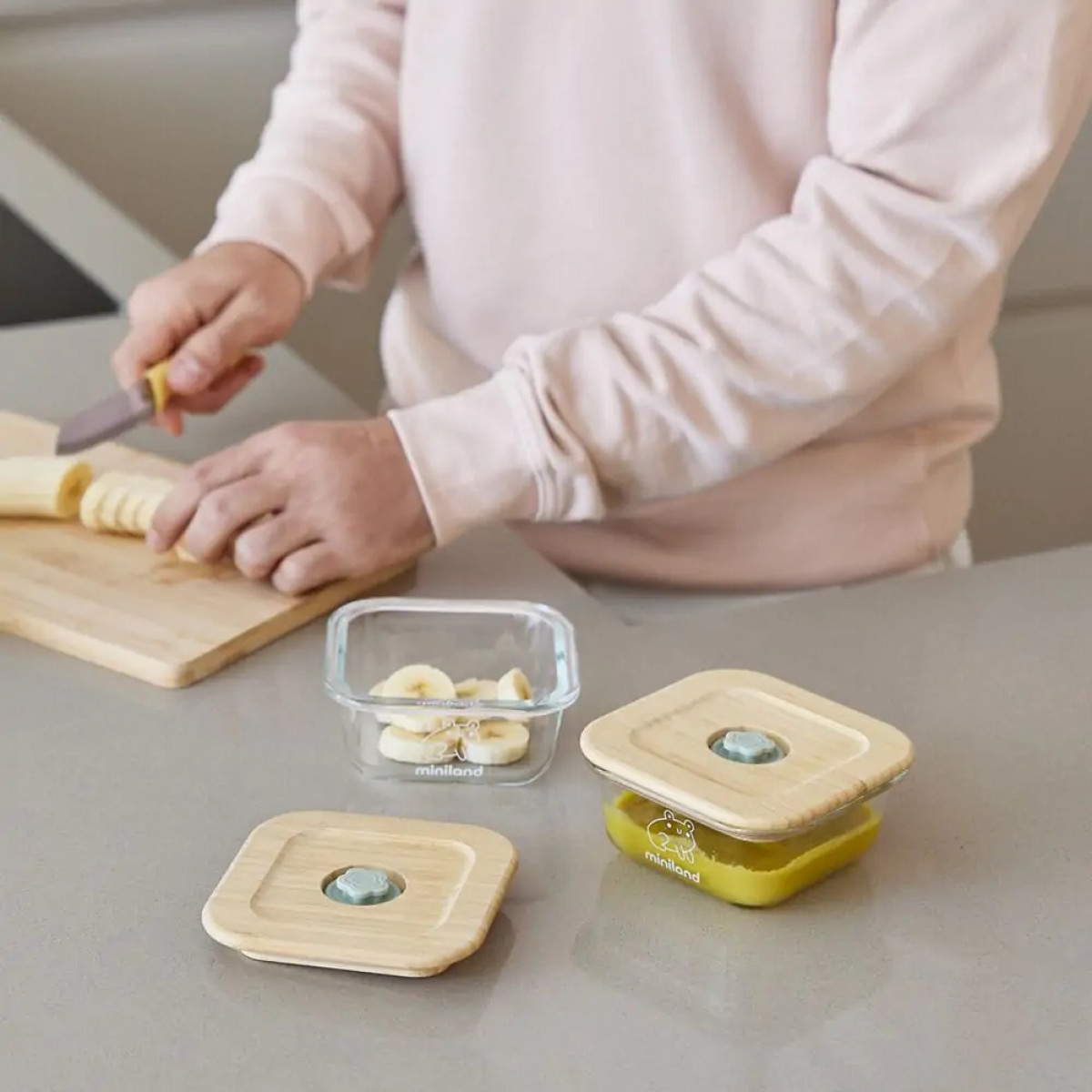 Miniland Σετ 2 Δοχείων Φαγητού Pack-2-Go Ecosquare Frog - 1