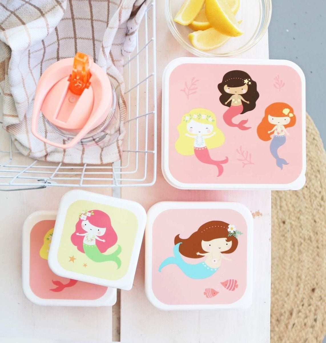 A little lovely company Παιδικό Σετ 4 Δοχεία Φαγητού Lunch & Snack Box Mermaids - 1