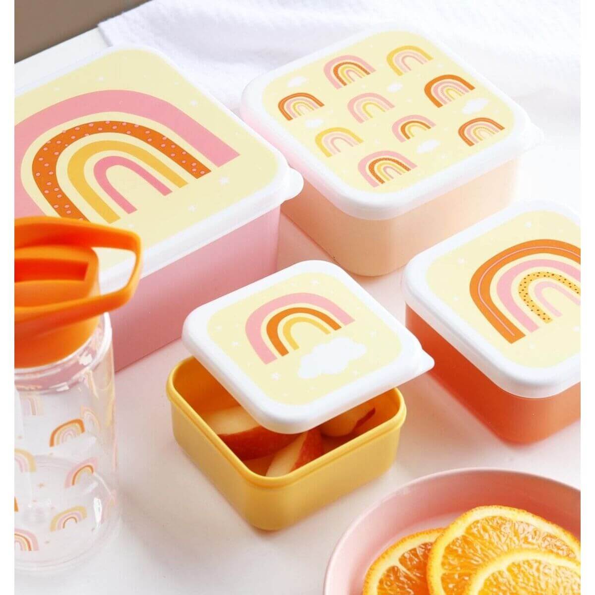 A little lovely company Παιδικό Σετ 4 Δοχεία Φαγητού Lunch & Snack Box Rainbow - 1