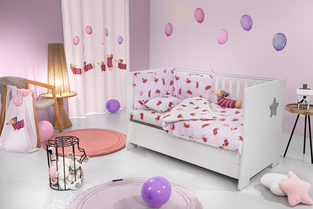 Saint Clair Βρεφικά Σεντόνια Κούνιας Σετ 3τμχ. Pet Fuchsia 100% Cotton - 1