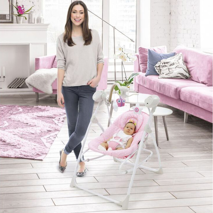 Asalvo Baby Swing Ηλεκτρικό Ρηλάξ 2 σε 1 Pink - 1
