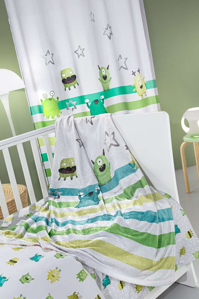 Saint Clair Kουβέρτα Φλις Μονή Ultrasoft Monsters Lime 110x140εκ. - 1