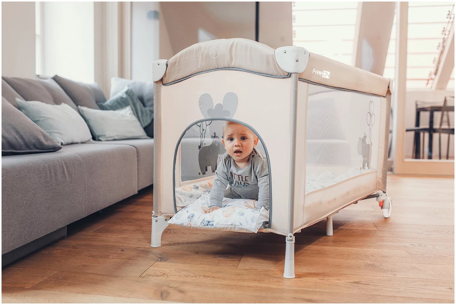 FreeON Παρκοκρέβατο Travel Cot Balloon 65×125εκ. Βeige - 1