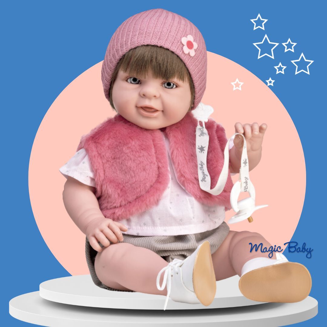 Lamagik Magic Baby Χειροποίητη Κούκλα Paula με Ροζ Ζακέτα 47εκ. Αρωματισμένη - 1