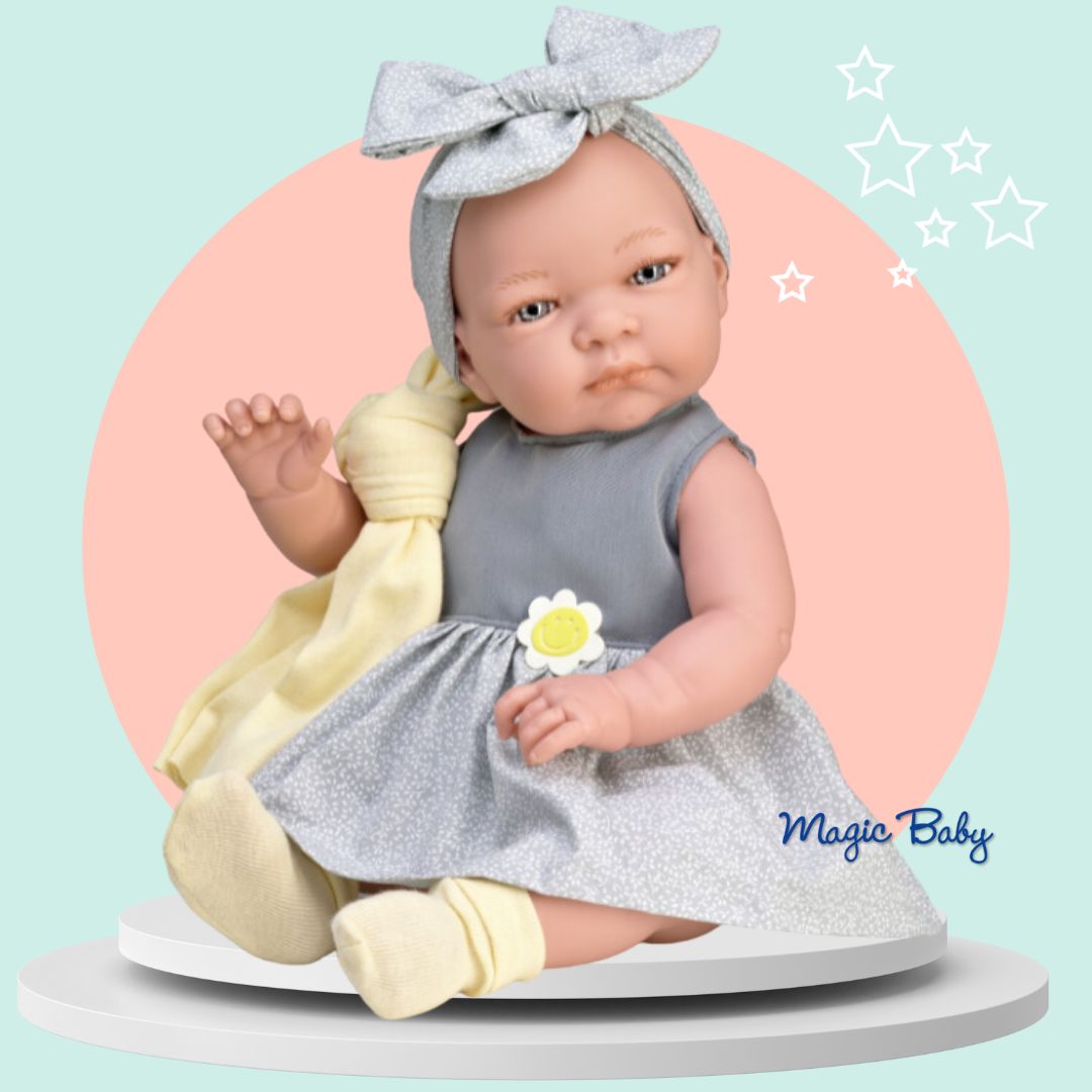Lamagik Magic Baby Χειροποίητη Κούκλα Jenny με Γκρι Φόρεμα 47εκ. - 1