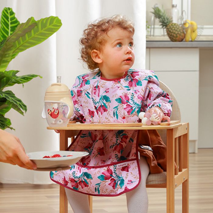BabyOno Αδιάβροχη Σαλιάρα με Μακρύ Μανίκι Floral 2-4 ετών Floral - 1