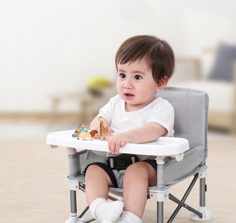 Babywise Μεταφερόμενο Καρεκλάκι Booster Φαγητού Pop Seat Booster Grey - 1