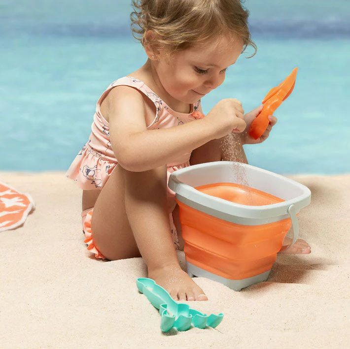 Kiokids Κουβαδάκι Παραλίας Αναδιπλούμενο Πορτακαλί 3τμχ. - 1