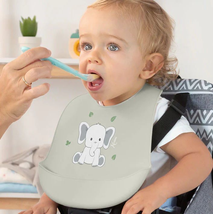 Kiokids Σαλιάρα Σιλικόνης Little Elephant Γκρι - 1