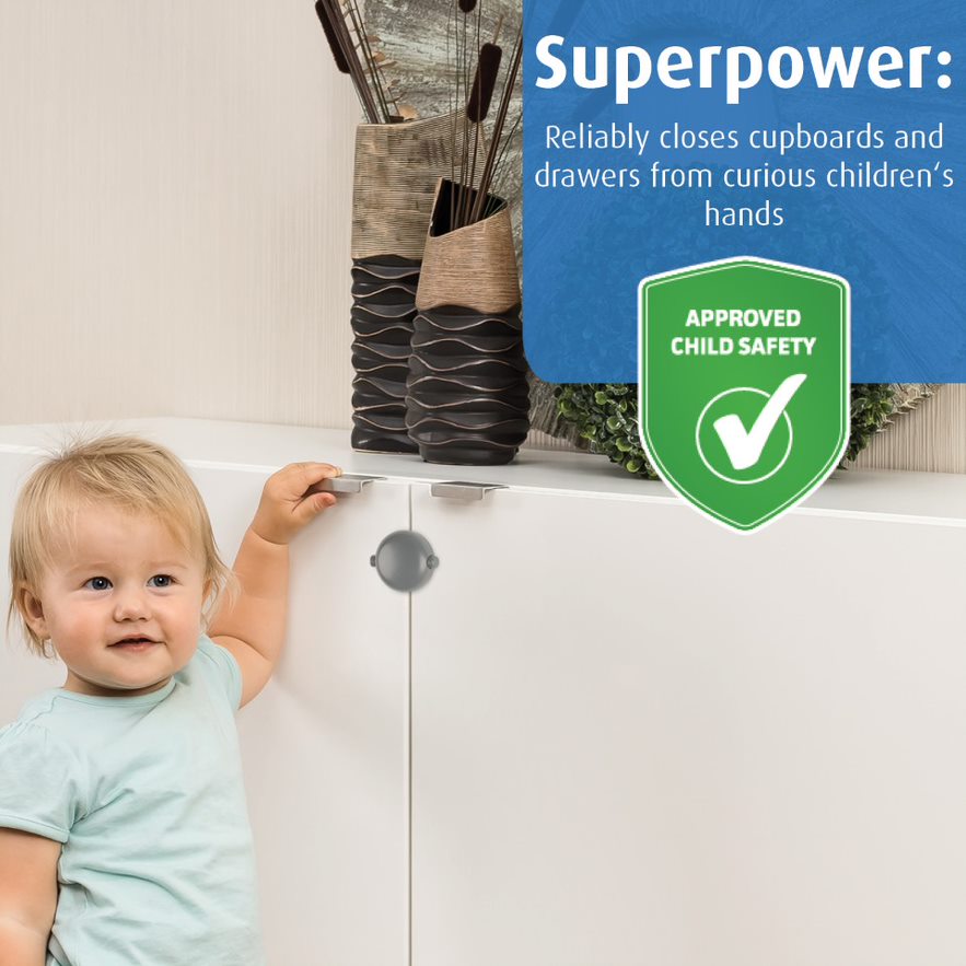 Reer Κλειδαριά Ασφαλείας Ντουλαπιού Για Παιδιά με 2 Πόρτες Γκρι - 1