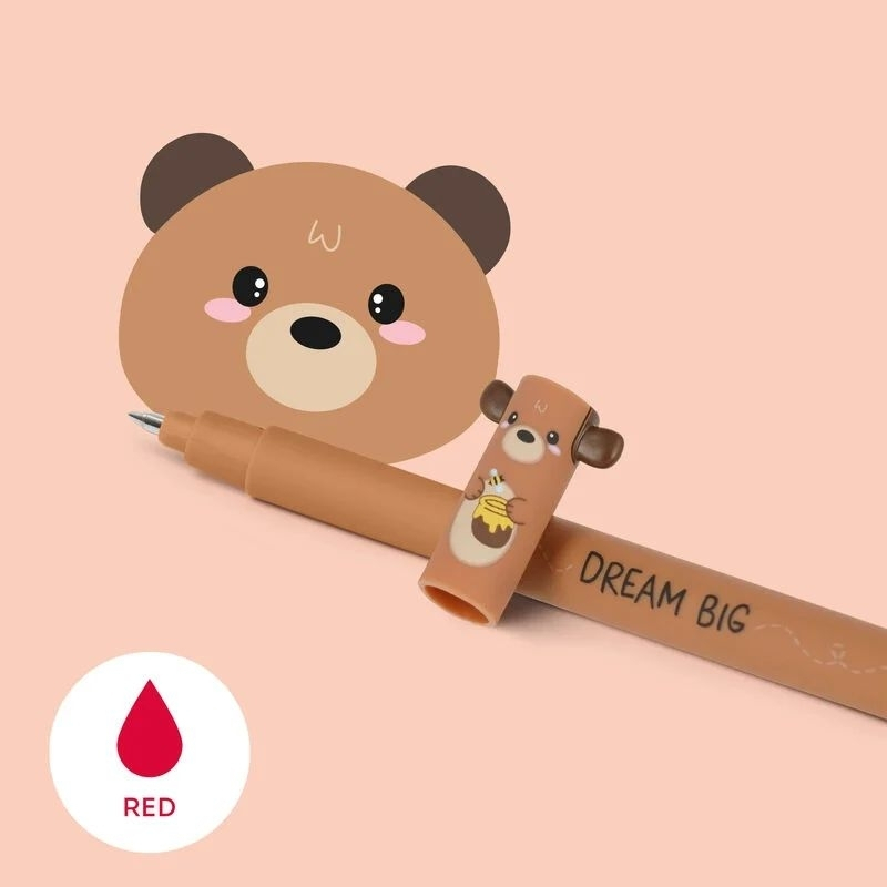Legami Παιδικό Στιλό Gel 0.7mm με Κόκκινο Μελάνι & Γόμα Erasable Teddy Bear - 1