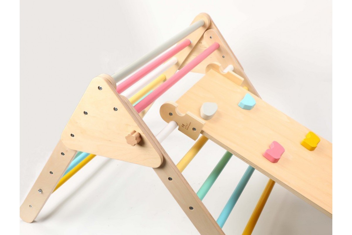 EliΝeli Montessori Pikler Σετ Τρίγωνο Και Ράμπα Διπλής Όψης με Επιφάνεια Αναρρίχησης - 1