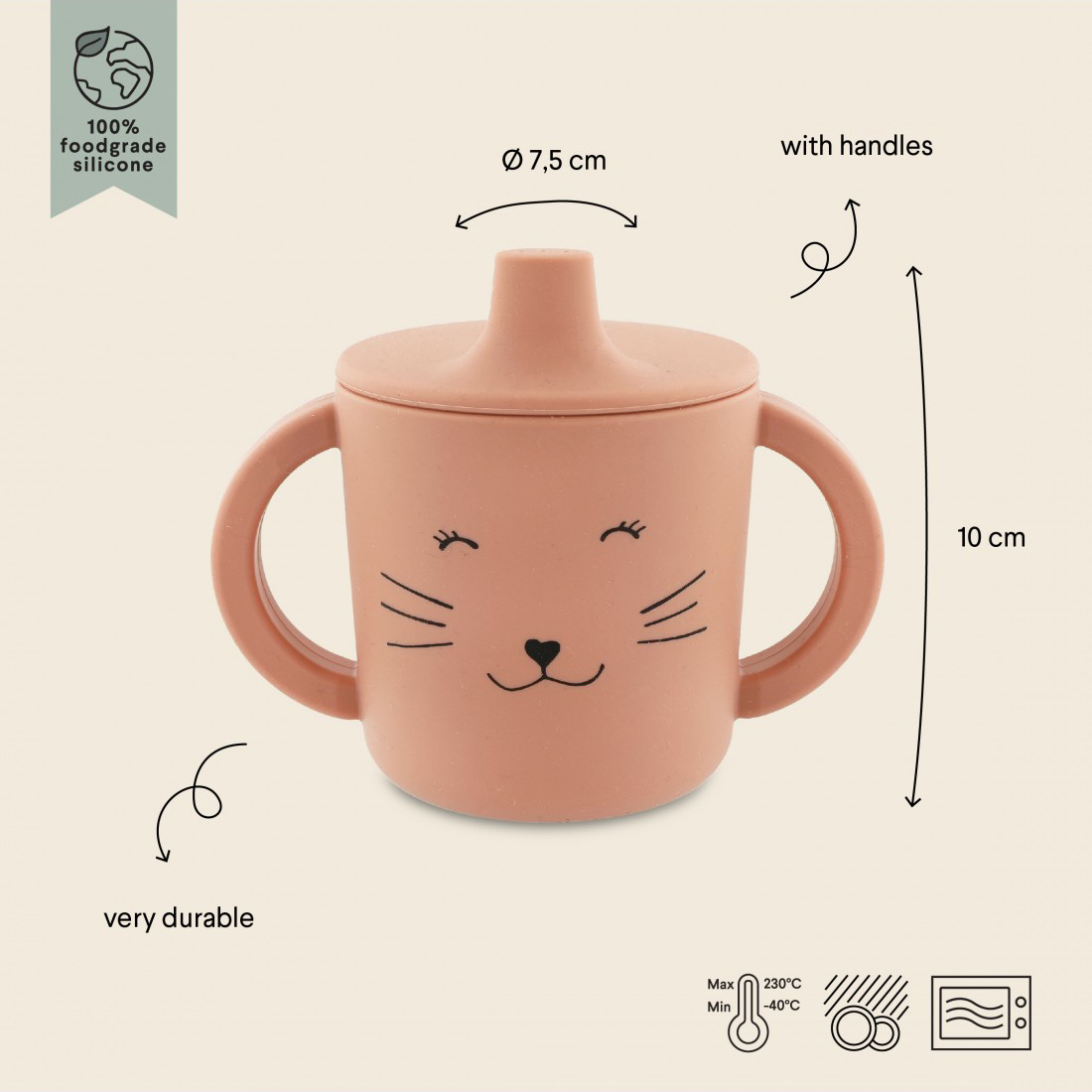 Trixie Εκπαιδευτικό Ποτηράκι Σιλικόνης Sippy Cup Mrs. Cat - 1