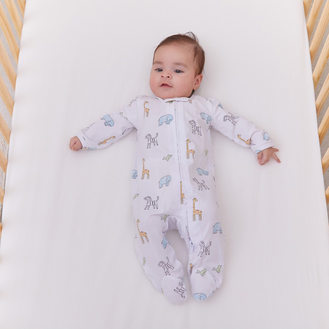 Aden + Anais Ολόσωμο Βαμβακερό Βρεφικό Φορμάκι Comfort Knit Footie Jungle Jammin 0-3M - 1