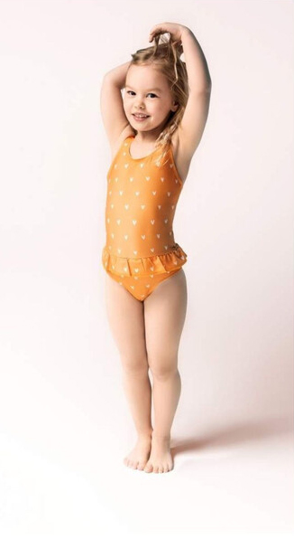 Swim Essentials Ολόσωμο Παιδικό Μαγιό με Προστασία UPF50+ Orange Hearts - 1