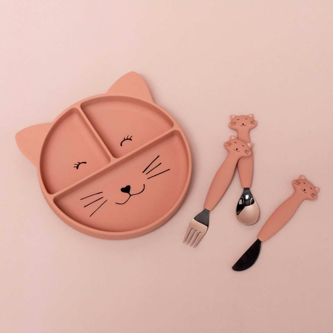 Trixie Παιδικό Πιάτο με Χωρίσματα & Βεντούζα Mrs. Cat - 1