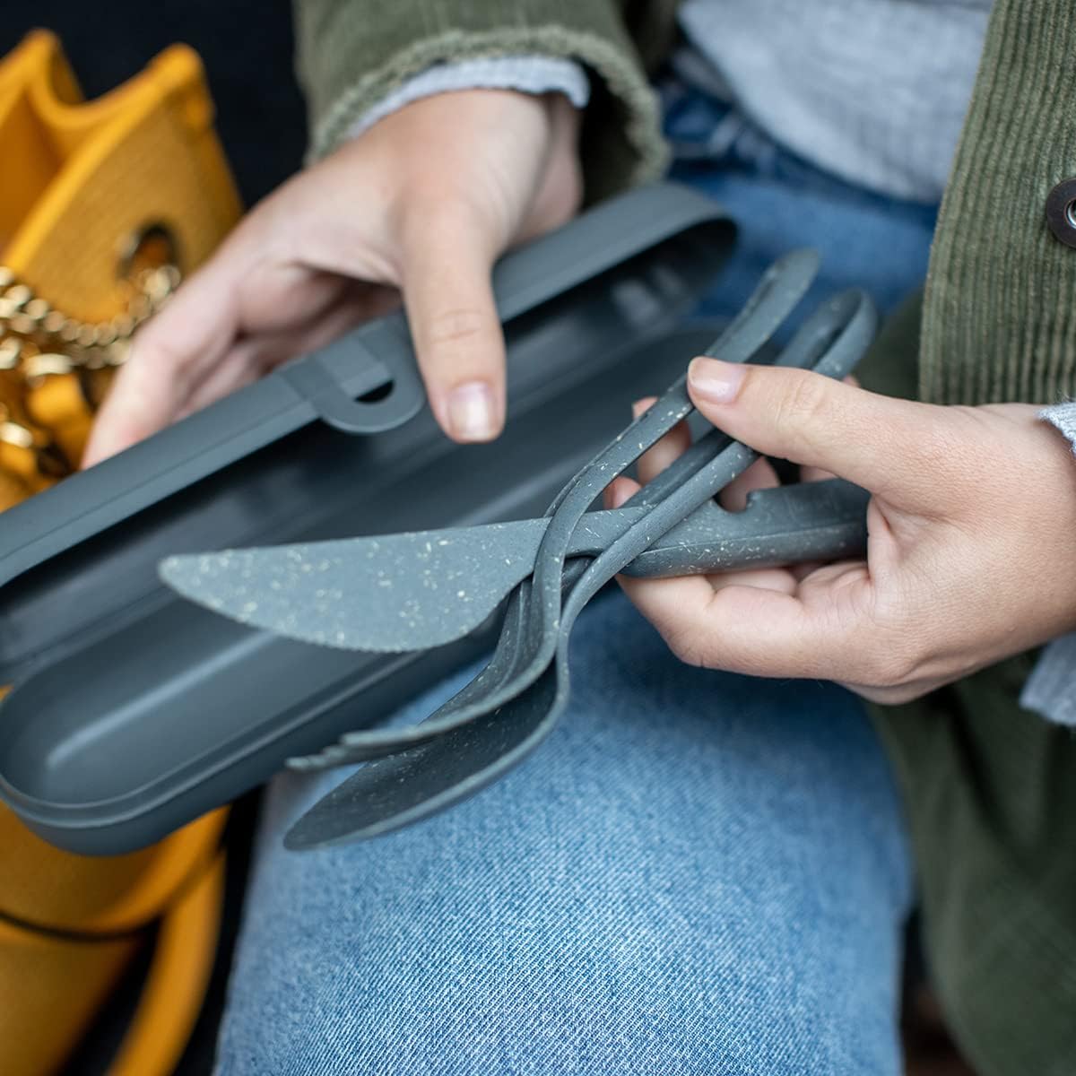 Koziol Klikk Etui Θήκη για Μαχαιροπίρουνα από Οργανικό Υλικό Nature Ash Grey - 1