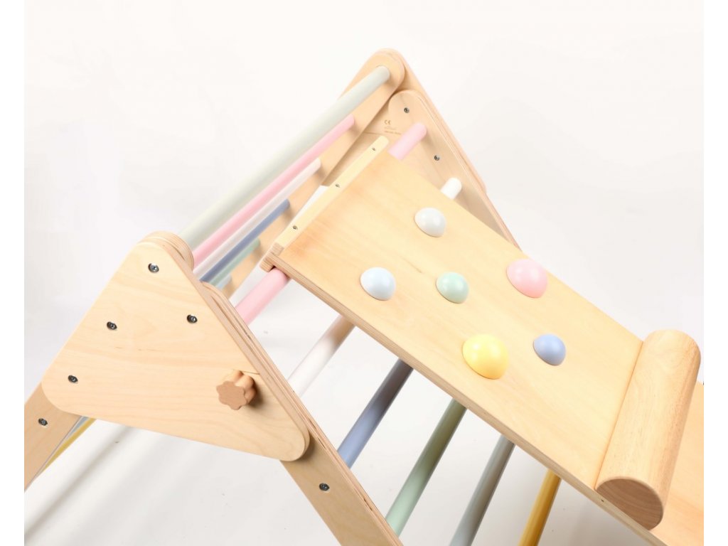 EliNeli Montessori Pikler Color Σετ Τρίγωνο Και Ράμπα Διπλής Όψης με Επιφάνεια Αναρρίχησης - 1